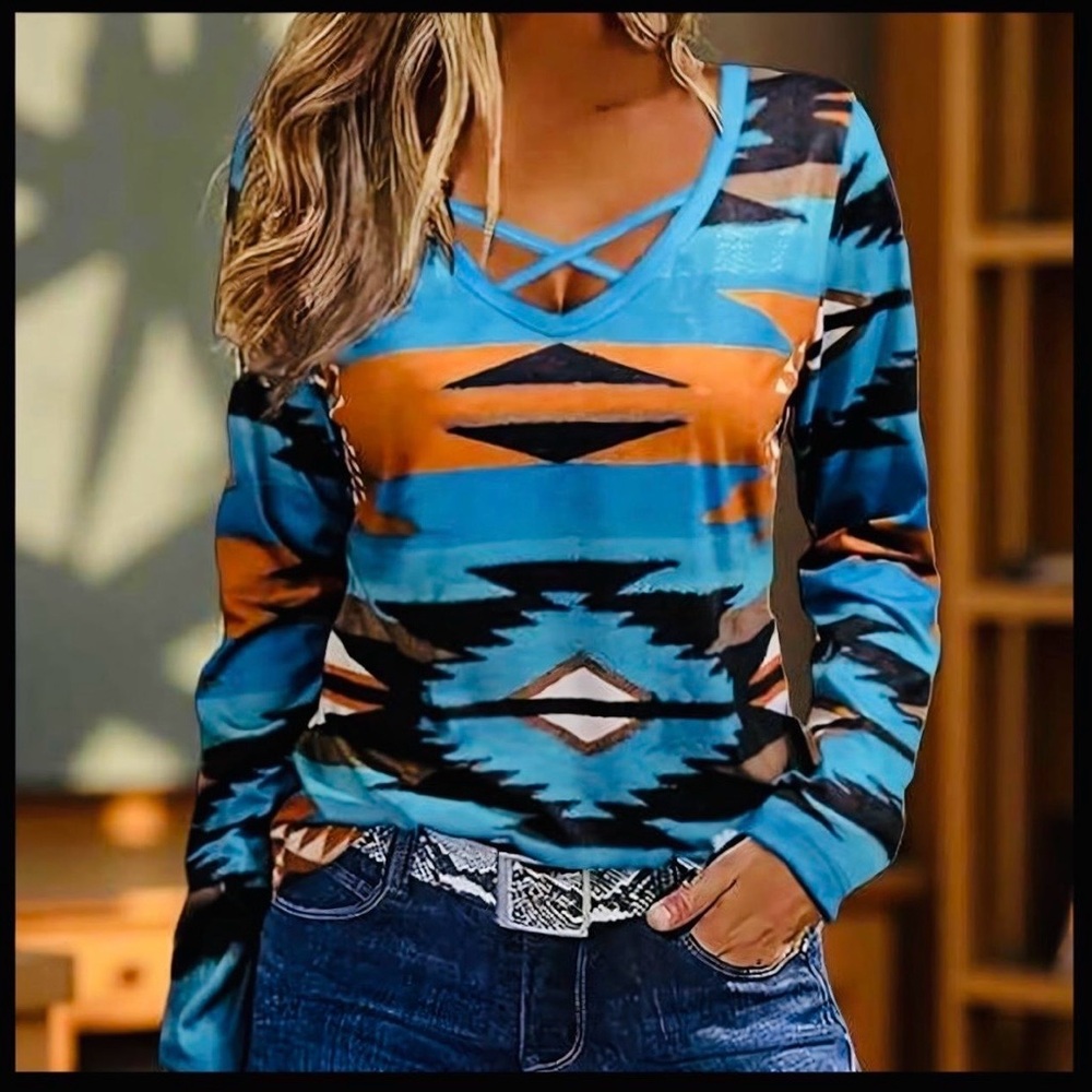 Women's Western Aztec Patterned Top